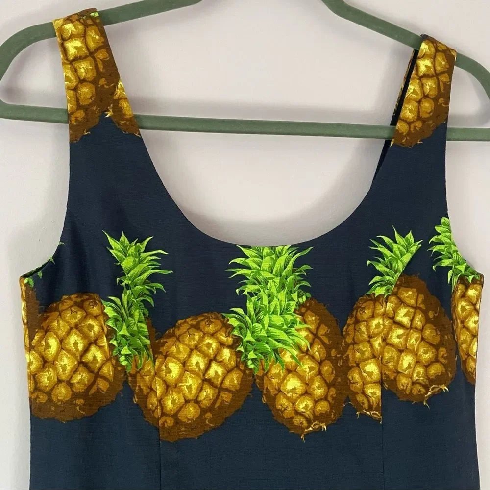 NEW J Crew Ratti Dress Size 2 Novelty Pineapple Print Sheath Mini Sleeveless